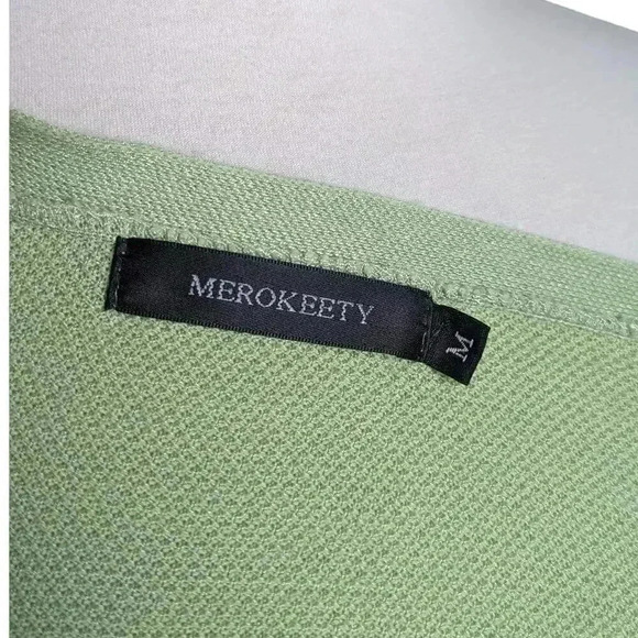 Womens Open Front Cardigan Knit Sweater with Pockets White Green & Gray Size Med - Picture 8 of 10